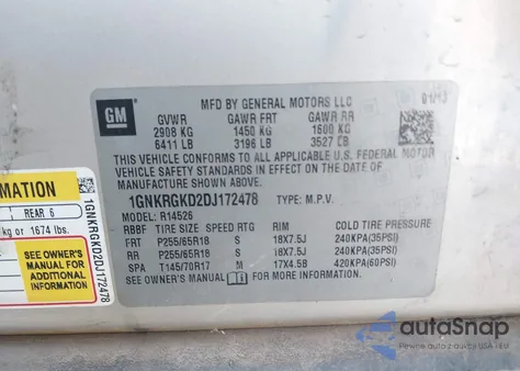 2013 Chevrolet Traverse 1Lt z USA, uszkodzony, nr VIN 1GNKRGKD2DJ172478